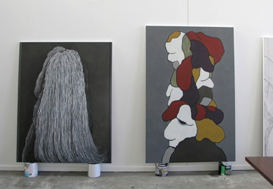 Deluge paintings, studio, 2008 by Brent Harris