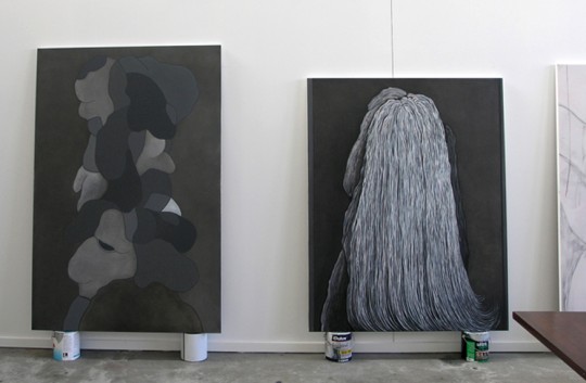 Deluge paintings, studio, 2008 by Brent Harris